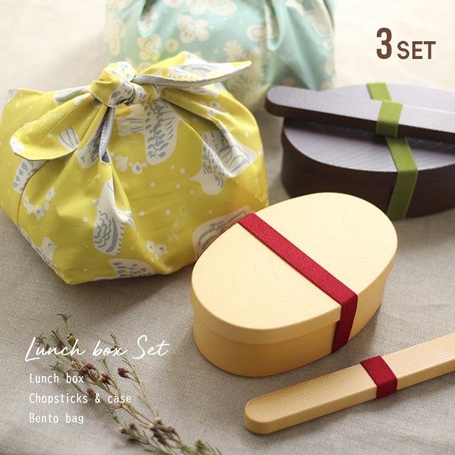 BISQUE CDF etendue わっぱ 小判型ランチ＆箸＆箸ケース＆タッシェ