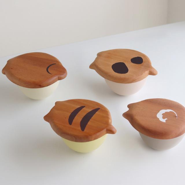 Fluffy ウッドプレート付きボウル＆スプーン＆フォークセット(食器