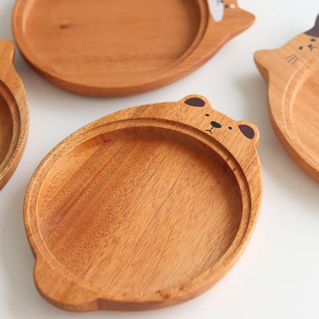 Fluffy ウッドプレート付きボウル＆スプーン＆フォークセット(食器