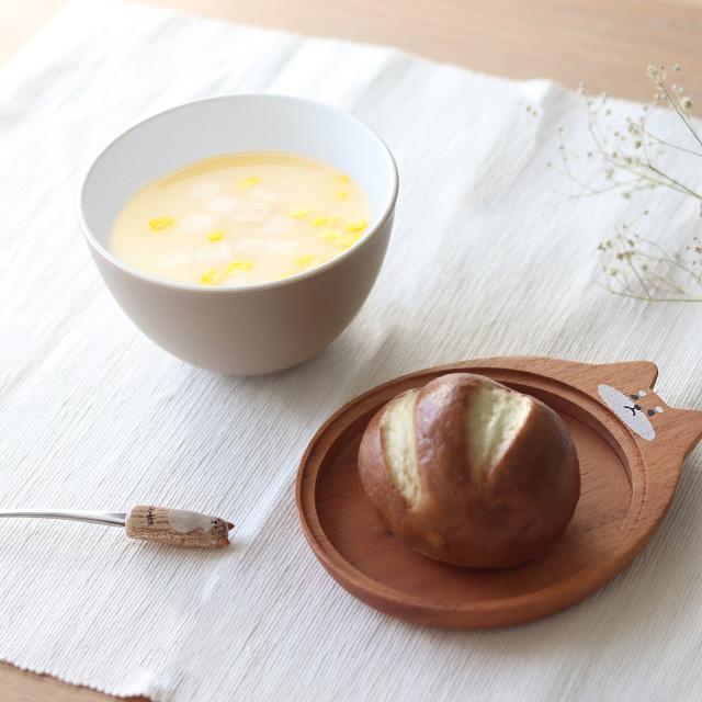 Fluffy ウッドプレート付きボウル＆スプーン＆フォークセット(食器