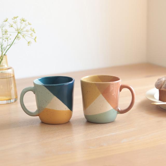 BISQUE CDF etendue ペール マグ イエロー＆ターコイズ 2個