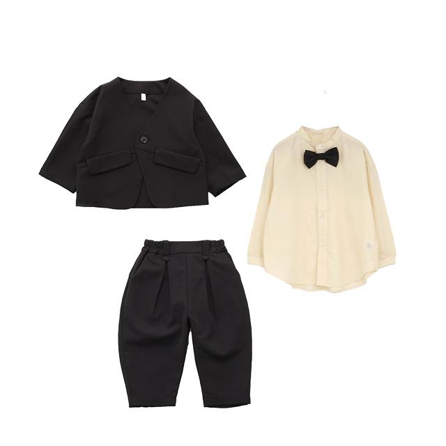 p.premier ノーカラージャケット＆タックボリュームパンツ＆蝶ネクタイ