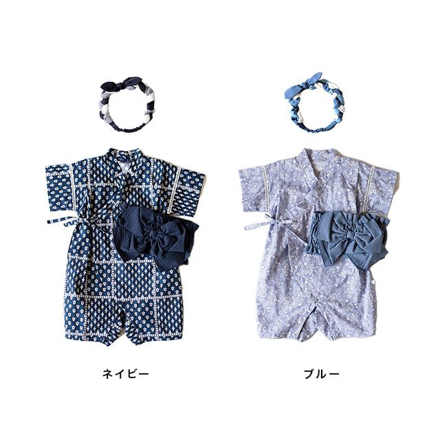 mocmof（モクモフ） 帯付き 浴衣ロンパース＆はちまき風ヘアバンド