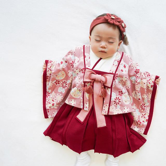 mocmof 十二単ドレス プレミアム＆かんざし風 ヘアバンドセット(ベビー