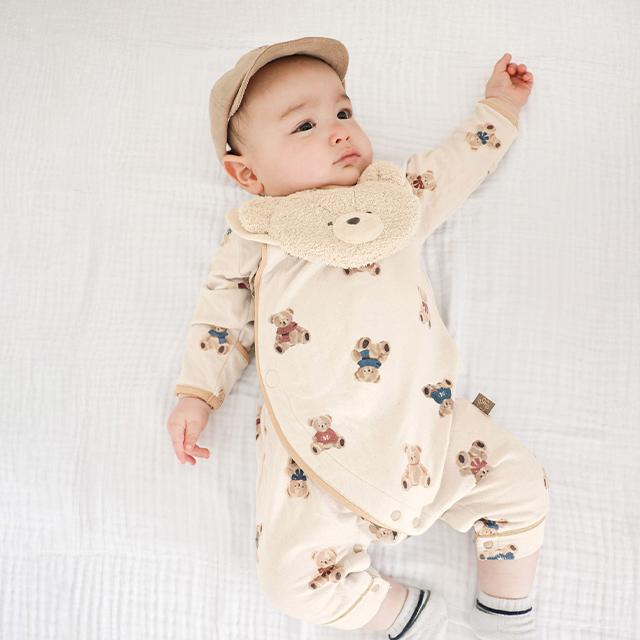 テディロンパース【美品】 BABY】テディベアスウェットロンパース – PetitKid