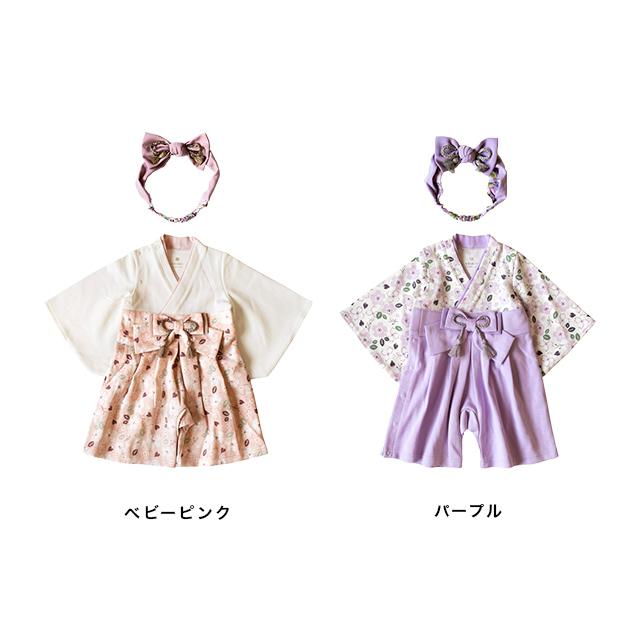 mocmof（モクモフ） 袴 ロンパース＆和風リボン ヘアバンドセット