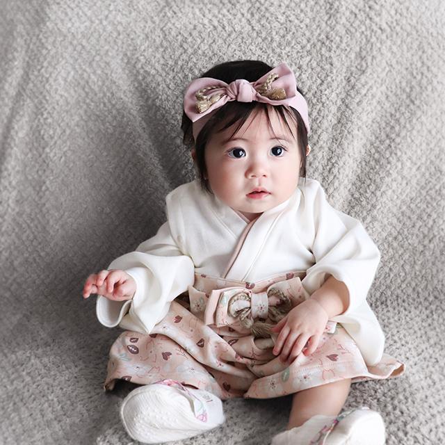 mocmof（モクモフ） 袴 ロンパース＆和風リボン ヘアバンドセット