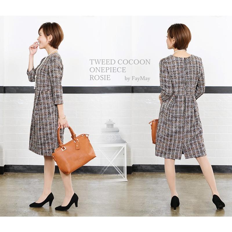 ツイード ワンピース 冬 通勤 大きいサイズ 卒園式 卒業式 母 ツイード デート 顔合わせ 同窓会 30代40代50代 大人 上品 ママ 膝丈 春 1550 ワンピースのfaymay 通販 Yahoo ショッピング