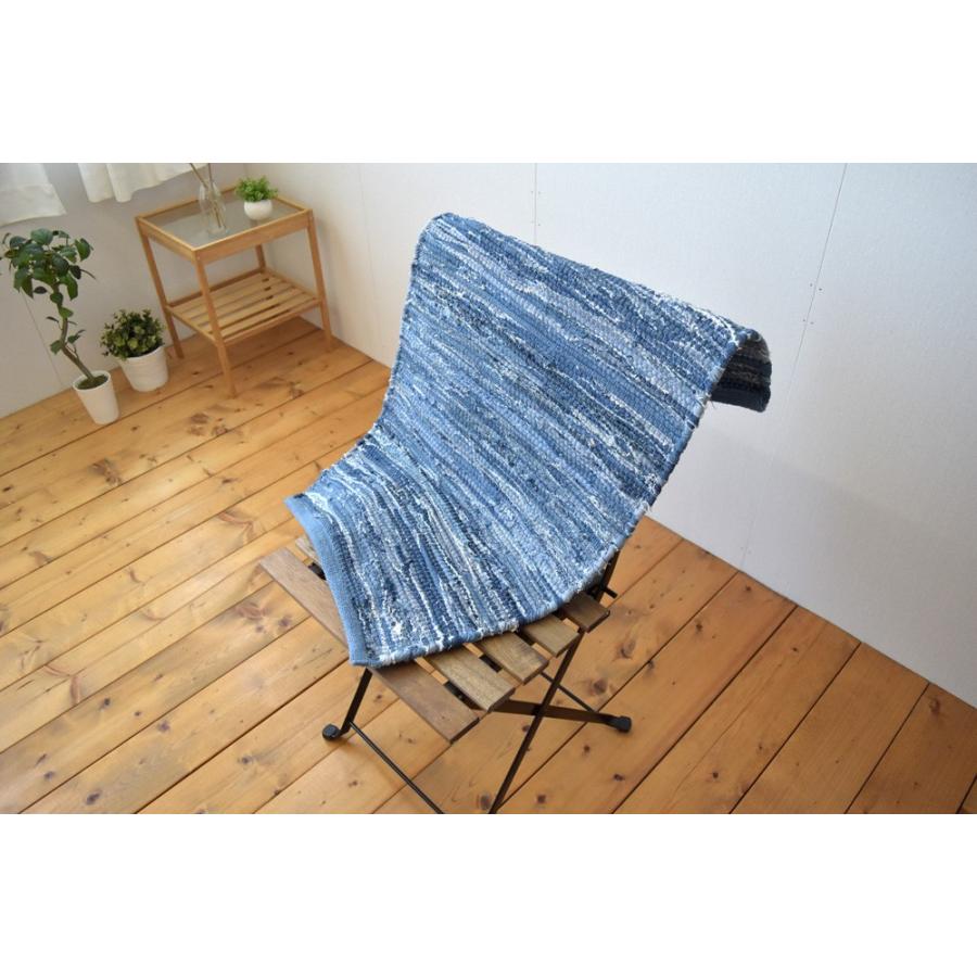 デニム マット チンディ 50×80cm 裂き織り 玄関マット キッチンマット