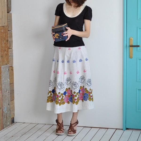 インド綿 巻きスカート 乙女ちっくローズシリーズ 薔薇 花柄 ラップ
