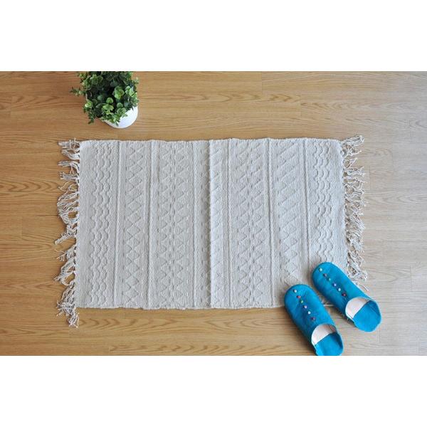 インド綿 ラグ ラグマット 生成り