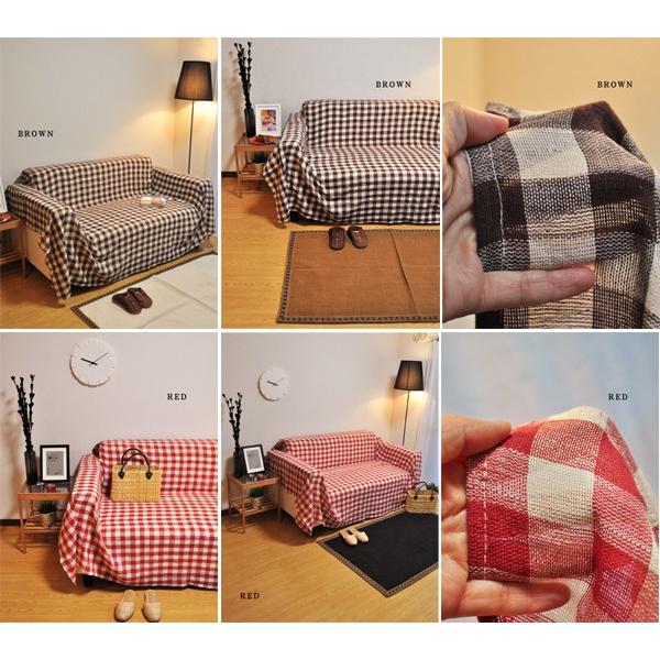 マルチカバー ソファーカバー ブロックチェック 150×225cm 前後ソファ