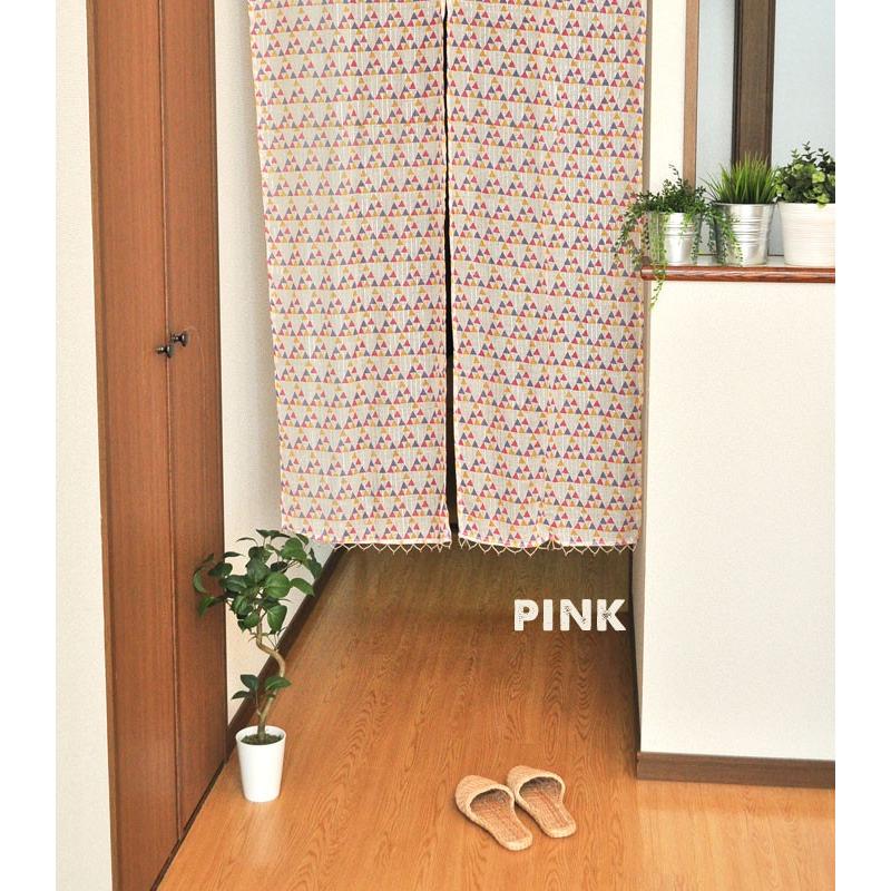 のれん 三角形 85×150cm インド綿100％ プリントのれん 暖簾 アジアン