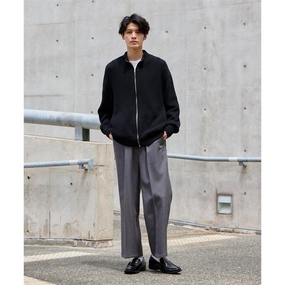 ニッセン（nissen） アウター 綿100% ジップアップ ニットブルゾン M