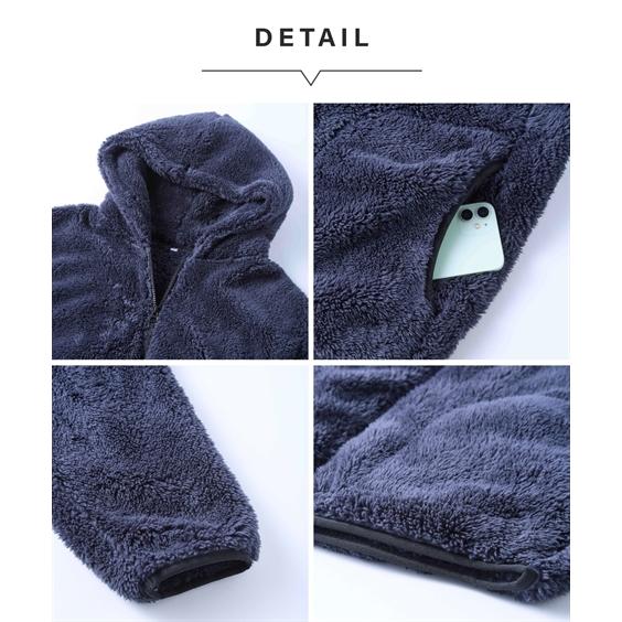 ニッセン トップス ふわもこ ボアフリース ジップパーカー 3L以上お腹