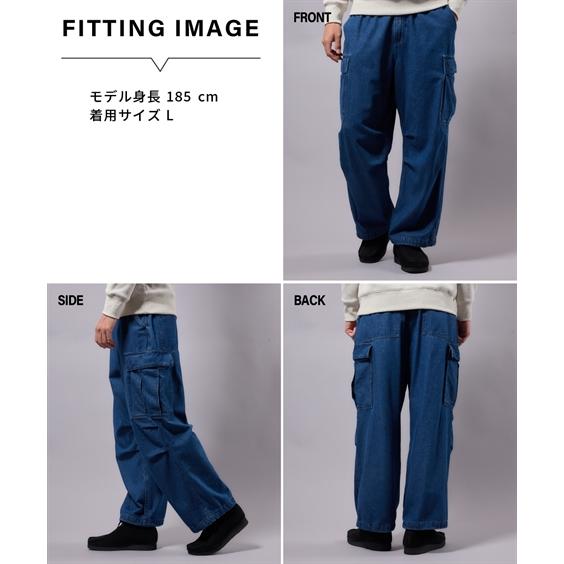 ニッセン パンツ デニム 綿100% ワイドカーゴパンツ M-10L