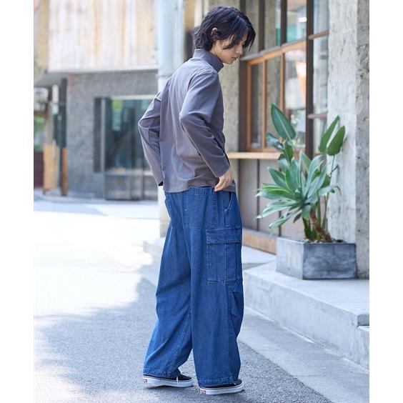 ニッセン（nissen） パンツ デニム 綿100% ワイドカーゴパンツ M-10L