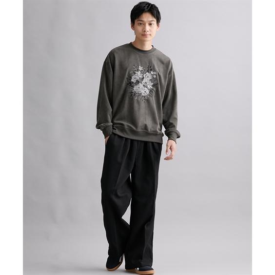 ニッセン（nissen） スウェットトレーナー 長袖 フラワー刺繍 フェイク