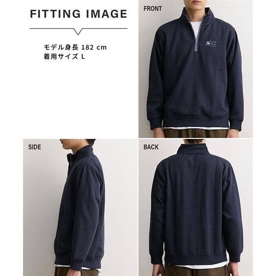 HANGTEN（ハンテン） ハーフジップトレーナー 裏起毛 ワンポイント M