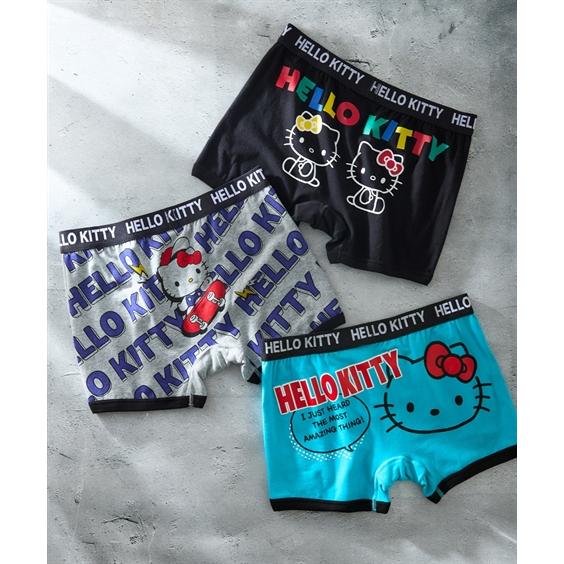 ハローキティ ボクサーパンツ HELLO KITTY 綿混 ストレッチ 前閉じ 3枚