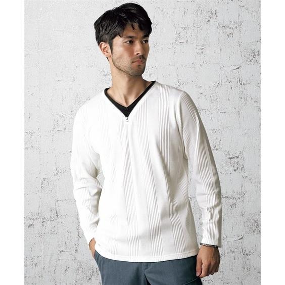 長袖ｔシャツ メンズ M 10l フェイクレイヤード長袖ｔシャツ 縦縞模様のようなランダムテレコは細見え効果あり 大きいサイズ メンズ ニッセン Zzy4ca0073 Style Gear By ニッセン 通販 Yahoo ショッピング