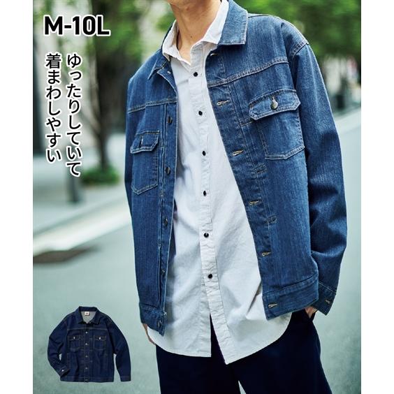 アウター ブルゾン メンズ M 10lサイズ デニムブルゾン トレンドのオーバーサイズシルエット 柔らかなデニム生地 大きいサイズ トップス お洒落