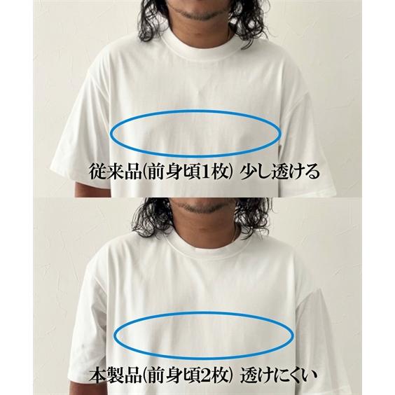 ニッセン トップス 綿100% 半袖 Tシャツ 生地二枚重ねで胸元が透け