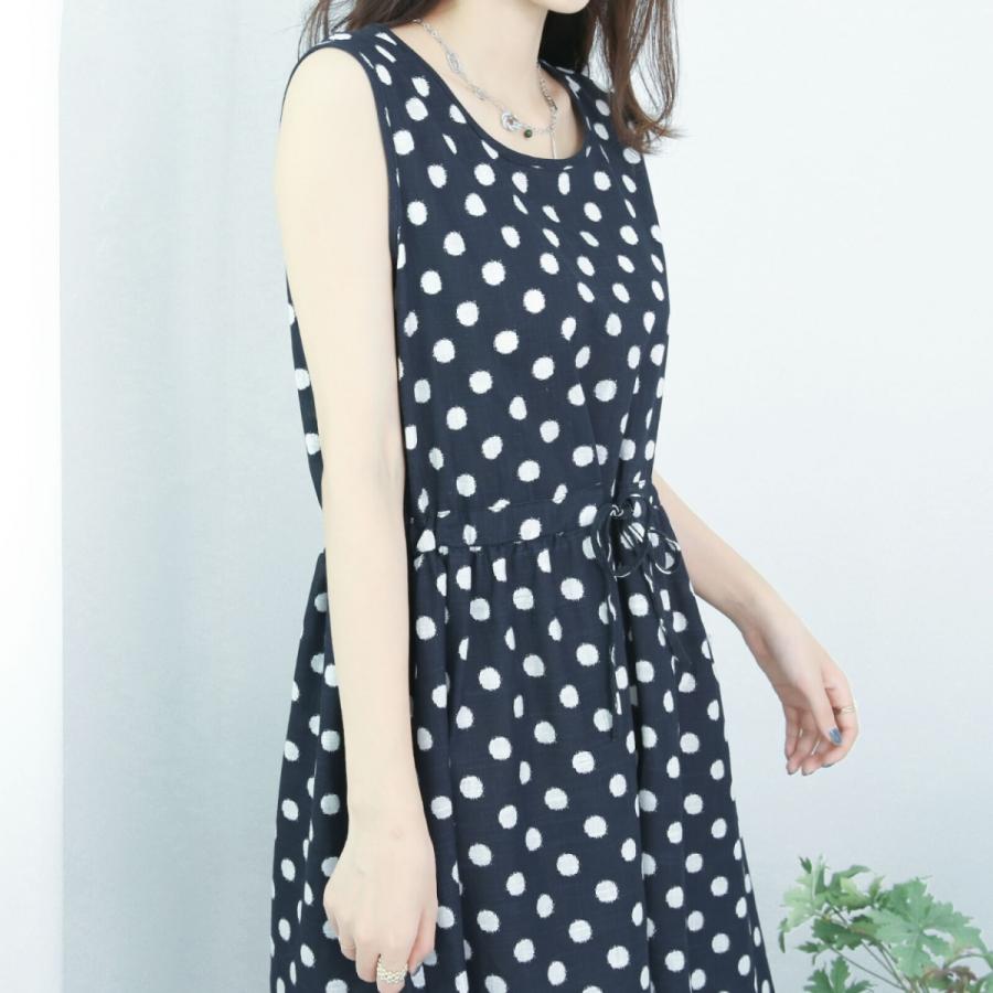 全4種ノースリーブワンピース ひまわり プルメリア ボタニカル ドット