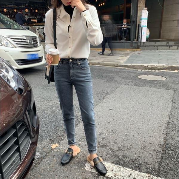 長袖厚みブラウス 可愛いおしゃれなボタン 普段着 学生 高級感 OL通勤