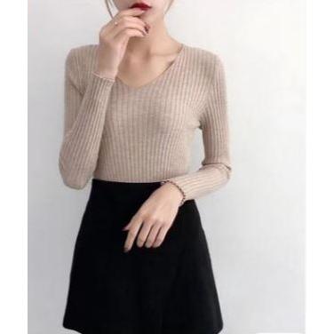 セーター トップス レディース ニット Vネック 長袖 フリル リブ ジャストサイズ 大人可愛い グレー ブラック ピンク レディース 休日 ニット セーター レディース 長袖 Vネック フィット インナー 全9色