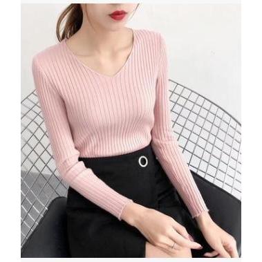 ニット セーター レディース 長袖 Vネック フィット インナー 全9色