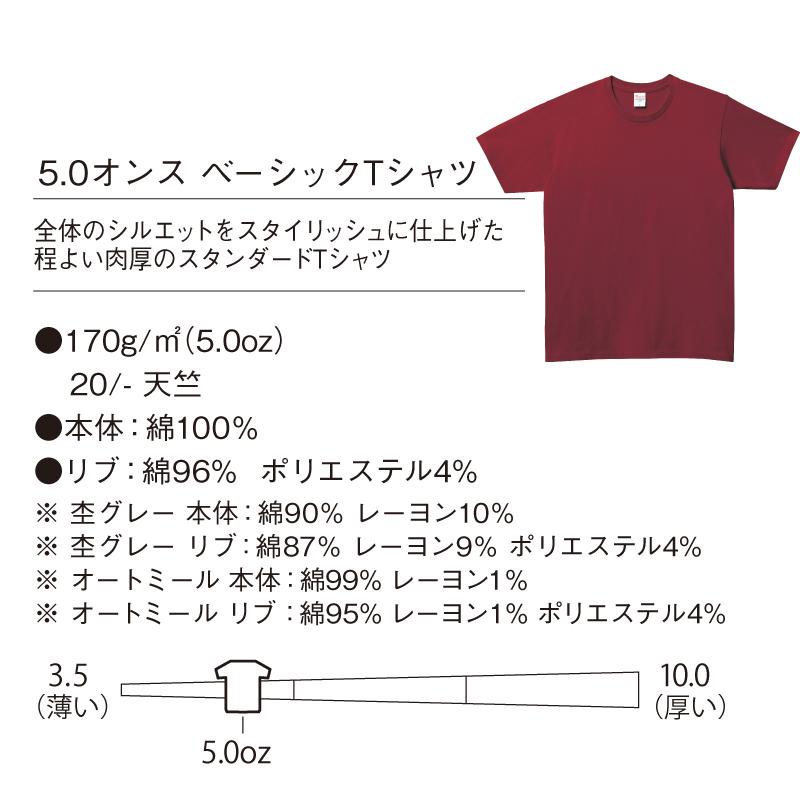 無地tシャツ ティーシャツ メンズ レディース tシャツ Tシャツ 半袖 綿 5.0oz まとめ買い オススメ スタイリッシュ シルエット｜fc-wazaya｜03