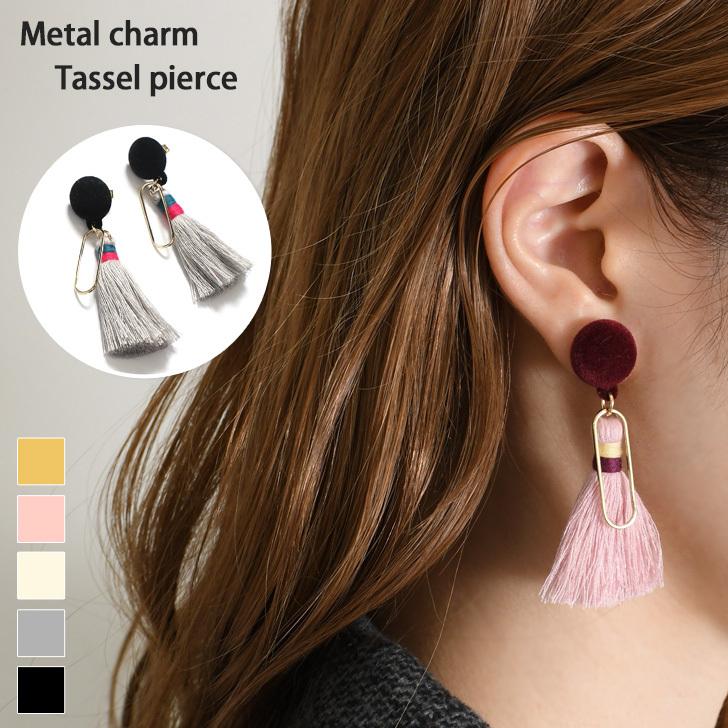 ピアス タッセル フリンジ レディース アクセサリー 大きめ メタルチャーム 異素材 揺れる おしゃれ かわいい 韓国 カジュアル ポイント消化 Acp Fes 通販 Yahoo ショッピング