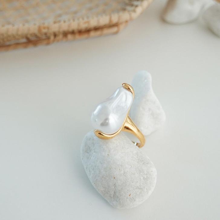 リング 指輪 レディース フェイクパール ゴールド 15号 おしゃれ