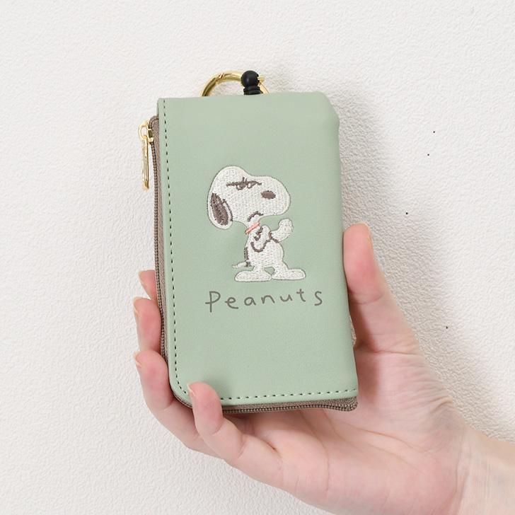 スヌーピー SNOOPY パスケース リール付き キャラクター 小銭