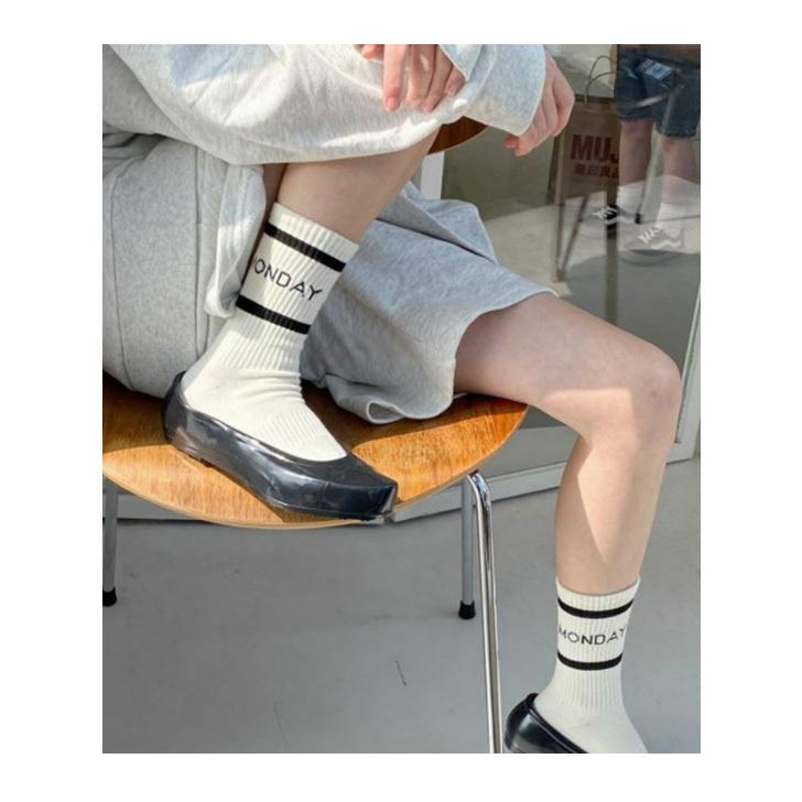 靴下 レディース 2足 セット 白 おしゃれ ソックス くつ下 クルー 女性用 コットン 綿 リブ ライン ロゴ カジュアル ポイント消化 Acz Fes 通販 Yahoo ショッピング