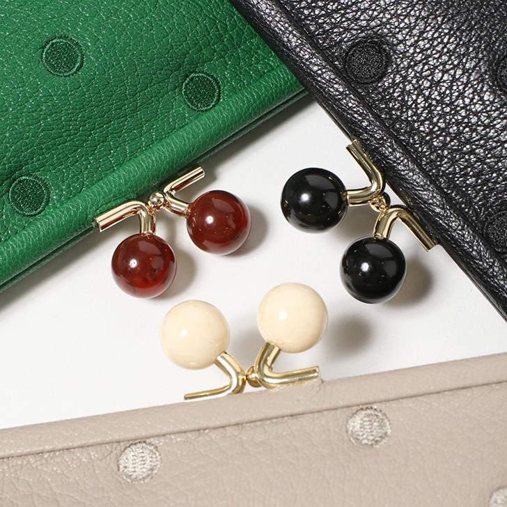 perche（ペルケ） 財布 長財布 がま口 ドット アクリル玉 レディース