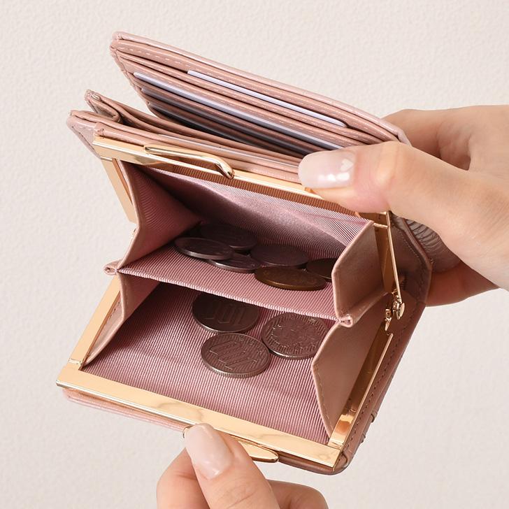 二つ折り財布 がま口 レディース 使いやすい お札2か所 小銭入れ 中仕切りあり 大容量 コンパクト カードケース ウォレット 小さめ ミニ 時短 ポイント消化 | ブランド登録なし | 09