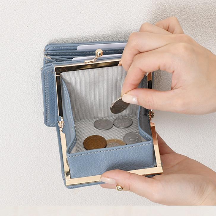 がま口財布 二つ折り 小銭入れ レディース 使いやすい お札2か所 ボックス型 中仕切りあり コンパクト 小さい カード入れ 小さめ 時短 おしゃれ | ブランド登録なし | 10