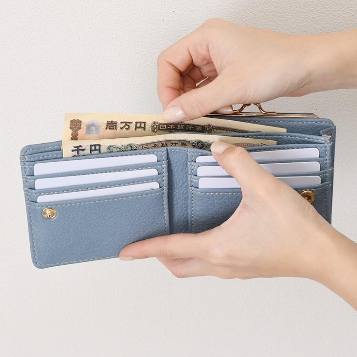 がま口財布 二つ折り 小銭入れ レディース 使いやすい お札2か所 ボックス型 中仕切りあり コンパクト 小さい カード入れ 小さめ 時短 おしゃれ | ブランド登録なし | 09