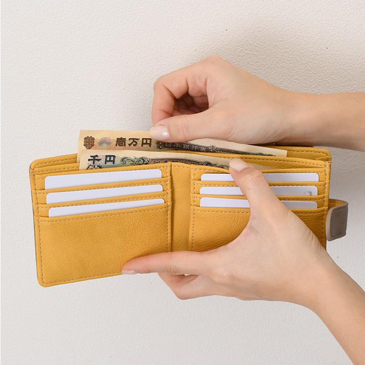 がま口財布 二つ折り 小銭入れ レディース 使いやすい お札2か所 ボックス型 中仕切りあり コンパクト 小さい カード入れ 小さめ 時短 ベルト付き | ブランド登録なし | 09