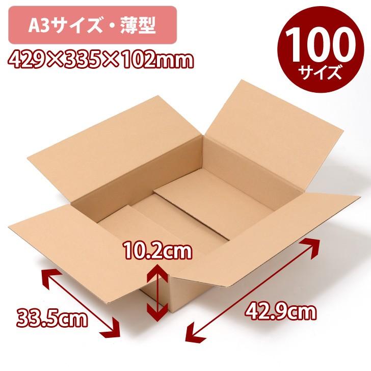 ダンボール 宅配100サイズ 20枚セット A3対応 薄型 中 低 段ボール