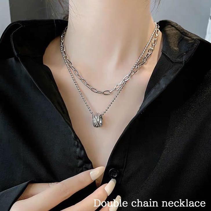ネックレス レディース アクセサリー 2連 二連 重ね付け シルバー おしゃれ チェーンチョーカー ボリューム かわいい 韓国 ポイント消化 Czysacp Fes 通販 Yahoo ショッピング