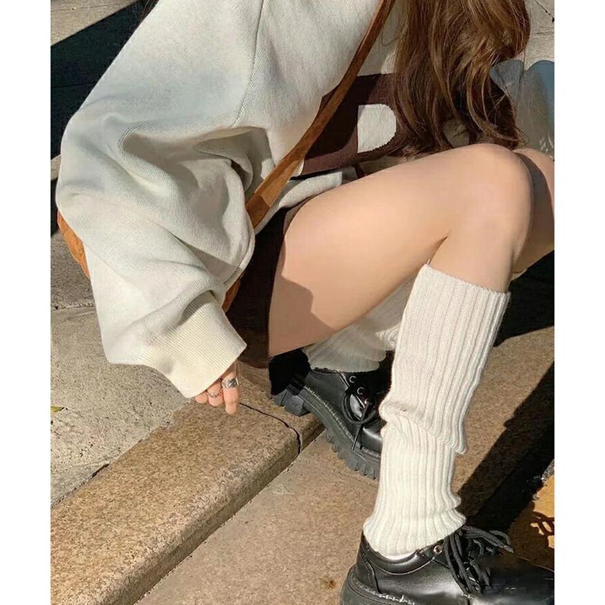 レッグウォーマー レディース ルーズソックス風 リブ編み 冬 暖かい