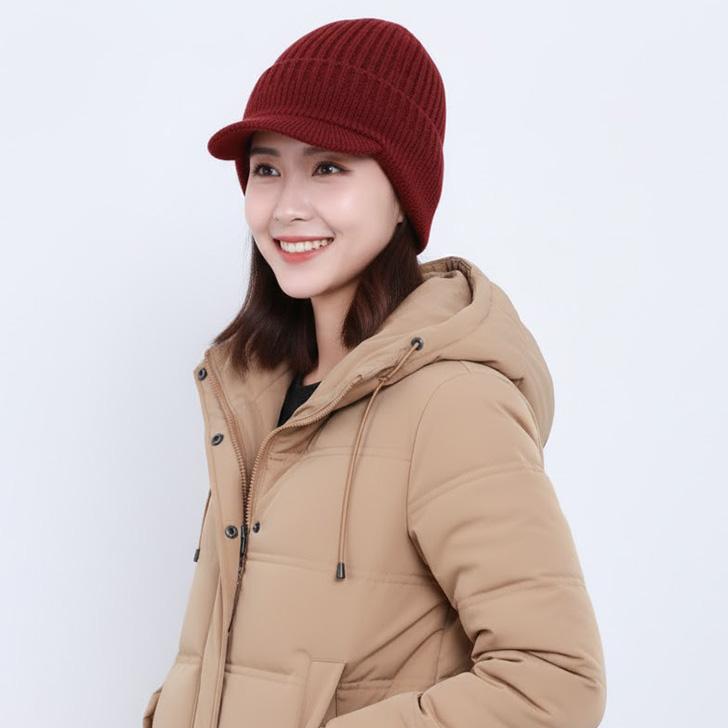 ニット帽 ニットキャップ 耳当て付き帽子 メンズ レディース つば付き