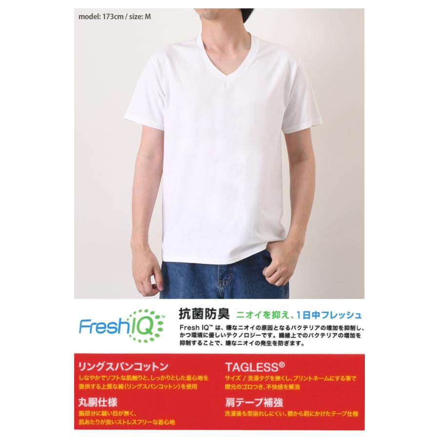 Tシャツ トップス メンズ 半袖 コットン 綿 無地 Hanes ヘインズ インナー カットソー 紳士 シンプル 3枚組 Vネック 白T ビジネス｜fcase-jp｜03