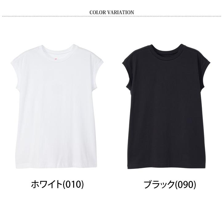 ヘインズ Hanes Tシャツ ノースリーブ レディース スリーブレス HW3-B102 ブランド クルーネック 接触冷感 綿100％ 白 黒 | Hanes | 01