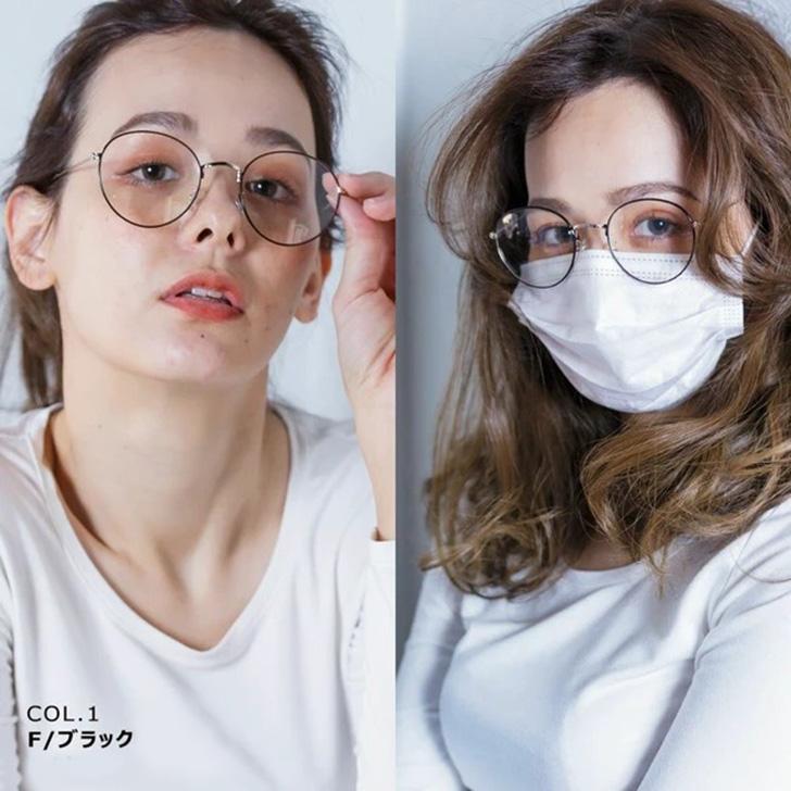 伊達メガネ サングラス レディース おしゃれ UVカット ブルーライトカット 花粉対策 花粉症 曇らない マスク メタルフレーム ボストン | ブランド登録なし | 12