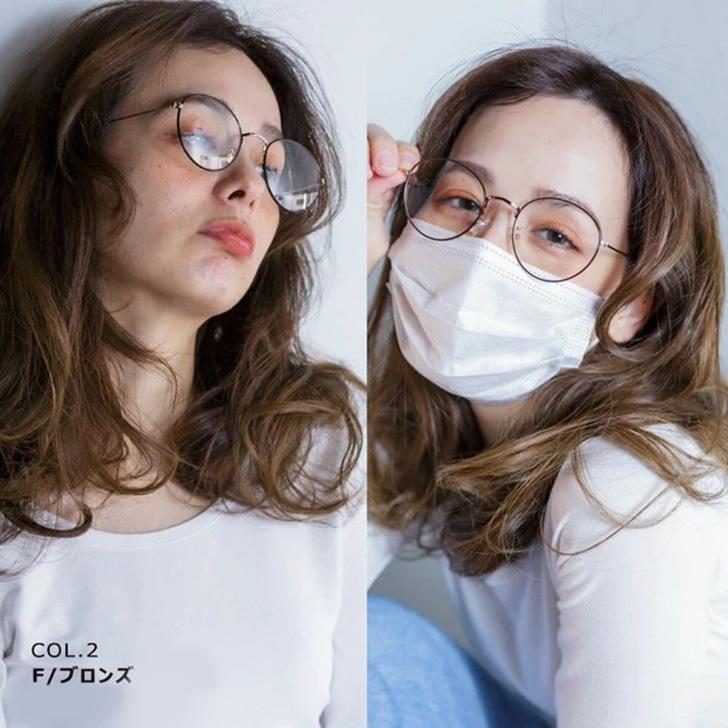 伊達メガネ サングラス レディース おしゃれ UVカット ブルーライトカット 花粉対策 花粉症 曇らない マスク メタルフレーム ボストン | ブランド登録なし | 09