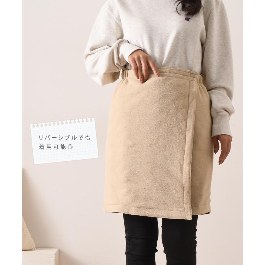 巻きスカート 防寒 ショート ミニ ボア 裏起毛 腰巻き フリース 秋冬